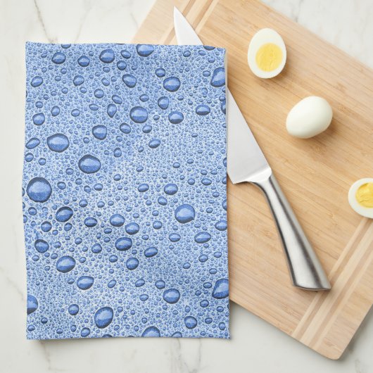 Blaue Wassertröpfchen Geschirrtuch (Viertel Falte)
