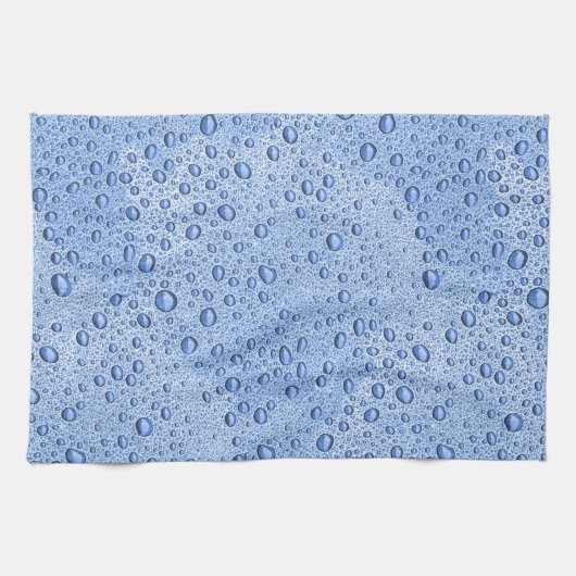 Blaue Wassertröpfchen Geschirrtuch (Horizontal)