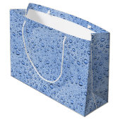 Blaue Wassertröpfchen Große Geschenktüte (Rückseite Schrägansicht)