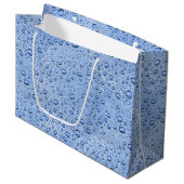 Blaue Wassertröpfchen Große Geschenktüte (Vorderseite Schrägansicht)