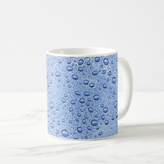 Blaue Wassertröpfchen Kaffeetasse (VorderseiteRechts)