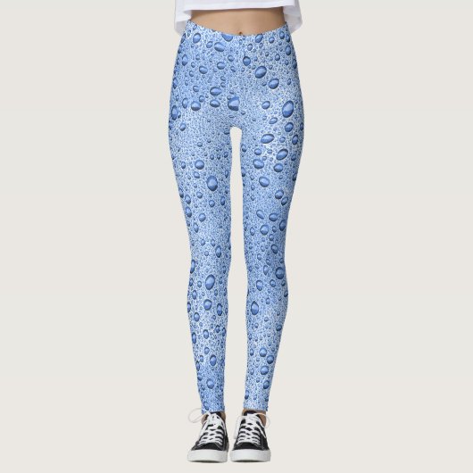 Blaue Wassertröpfchen Leggings (Vorderseite)