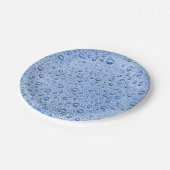 Blaue Wassertröpfchen Pappteller (Schrägansicht)