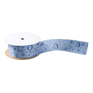 Blaue Wassertröpfchen Satinband