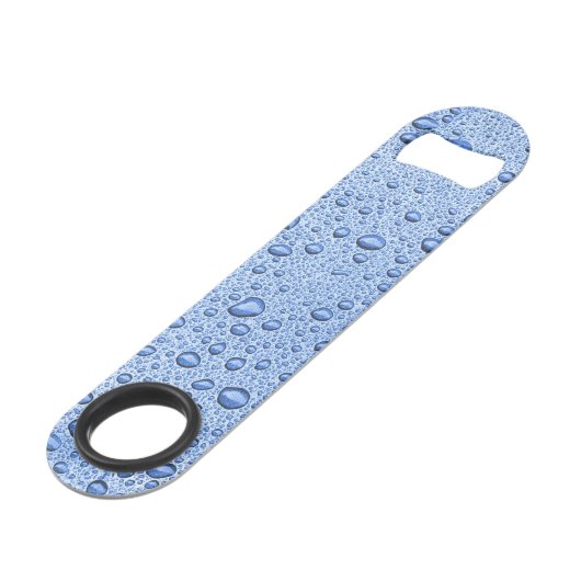 Blaue Wassertröpfchen Speed Flaschenöffner (Rückseite Schrägansicht)