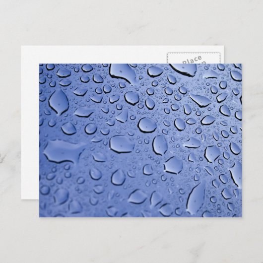 Blaue Wassertropfen Postkarte (Vorne/Hinten)