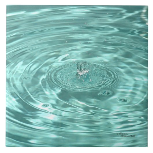 Blaue Wassertropfen Wellen Tile Fliese (Vorderseite)