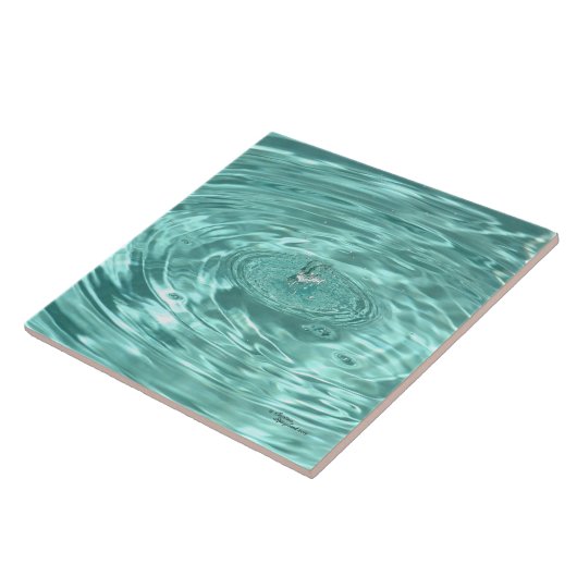 Blaue Wassertropfen Wellen Tile Fliese (Seite)