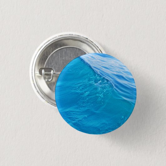 Blaue Wasserwelle Button (Vorne & Hinten)