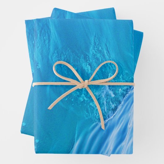 Blaue Wasserwelle Geschenkpapier Set (Beispiel)