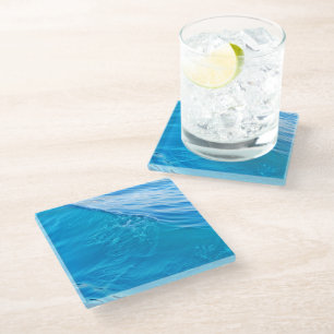 Blaue Wasserwelle Glasuntersetzer