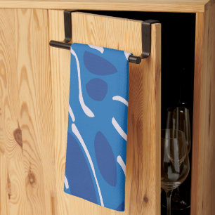 Blaue Wasserwellen abstraktes Muster Geschirrtuch