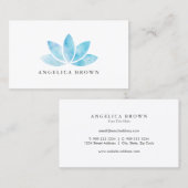 Blaue Watercolor-Lotos-Blumen-Geschäfts-Karte Visitenkarte (Vorne/Hinten)