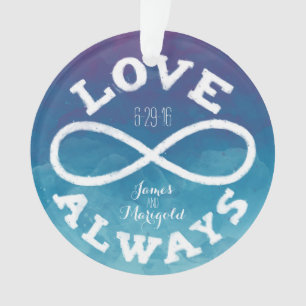 Blaue Watercolor-Unendlichkeits-Liebe-Wedding Ornament