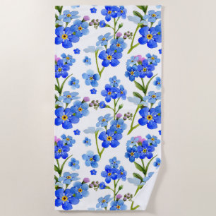 Blaue Watercolor-Vergissmeinnicht-Blumen Strandtuch