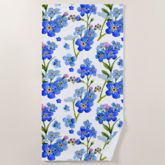 Blaue Watercolor-Vergissmeinnicht-Blumen Strandtuch