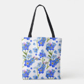 Blaue Watercolor-Vergissmeinnicht-Blumen Tasche (Rückseite)