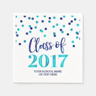 Blaue Watercolorconfetti-Klasse von Abschluss 2017 Serviette