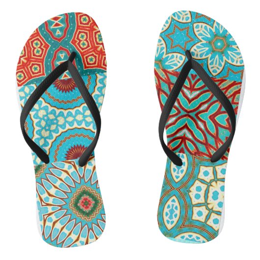 BLAUE WAVE DESIGNER COLLAGE BADESANDALEN (Fußbett)