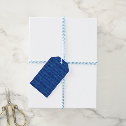 Blaue Weberei, abstraktes geometrisches Muster, ha Geschenkanhänger (Mit Garn)
