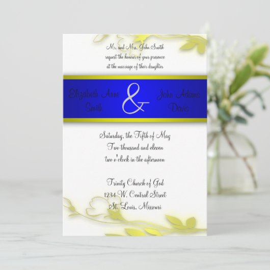 Blaue Wedding Einladung des Entweichen-zwei (Stehend Vorderseite)