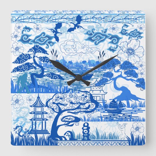 Blaue Wehruhr Quadratische Wanduhr (Vorderseite)