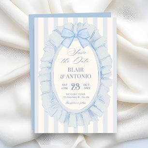 Blaue weiche Bandhochzeit Save The Date
