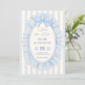 Blaue weiche Bandhochzeit Save The Date (Stehend Vorderseite)