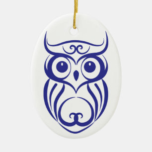 Blaue Weide-China-Art-Eulen-Verzierung Keramikornament