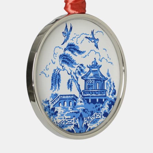 Blaue Weide-China-blaue u. weiße Verzierung Ornament Aus Metall (Rechts)