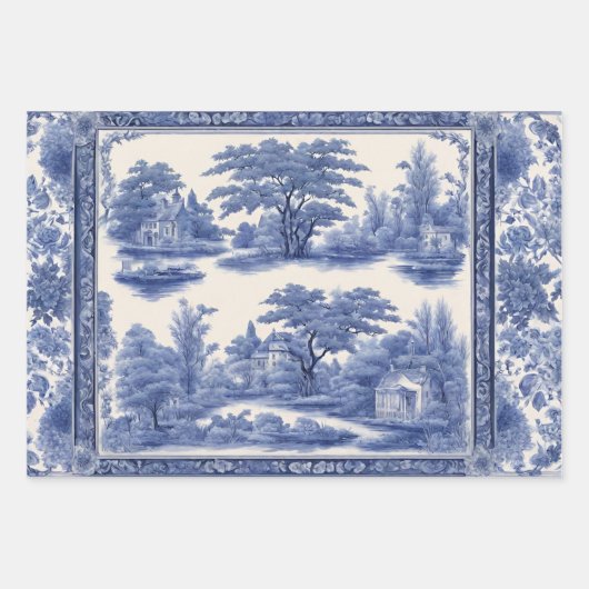 Blaue Weide Decoupage Set von drei Geschenkpapier Set (Vorderseite 3)