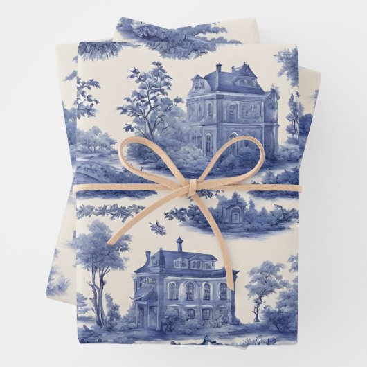 Blaue Weide Decoupage Set von drei Geschenkpapier Set (Beispiel)