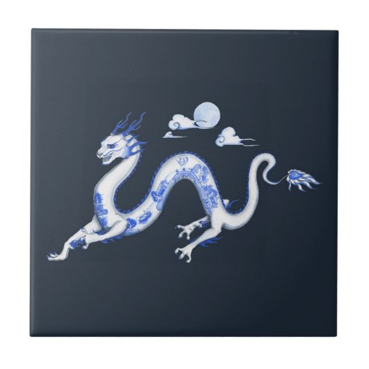 Blaue Weide-Drache-Fliese Fliese (Vorderseite)
