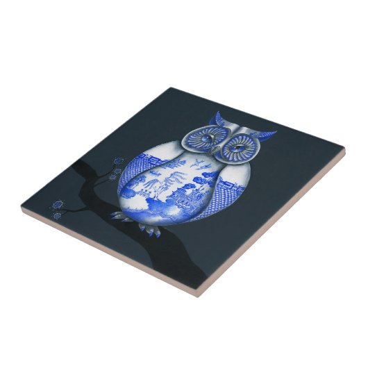 Blaue Weide-Eule Fliese (Seite)
