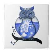 Blaue Weide-Eule Fliese (Vorderseite)