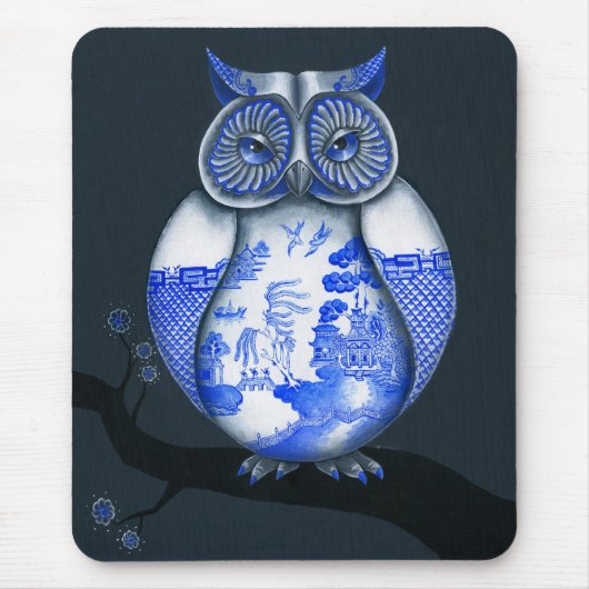 Blaue Weide-Eule Mousepad (Vorne)