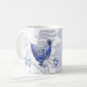 Blaue Weide-Huhn-Henne-Hahn-Küken-Tasse Kaffeetasse (Vorderseite Links)