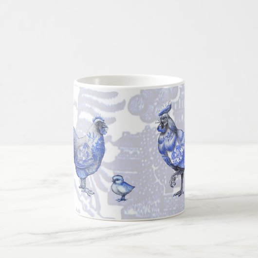 Blaue Weide-Huhn-Henne-Hahn-Küken-Tasse Kaffeetasse (Mittel)