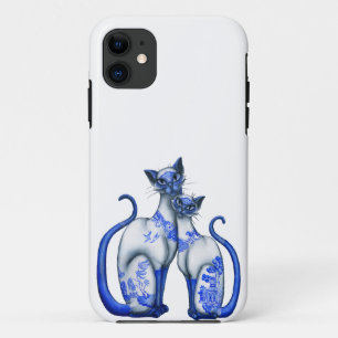 Blaue Weide-siamesische Katzen iPhone 11 Hülle
