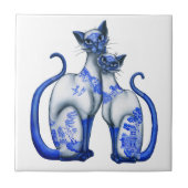 Blaue Weide-siamesische Katzen Fliese (Vorderseite)