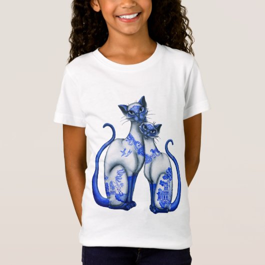 Blaue Weide-siamesische Katzen T-Shirt (Vorderseite)