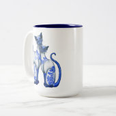 Blaue Weide-siamesische Katzen Zweifarbige Tasse (Vorderseite Links)