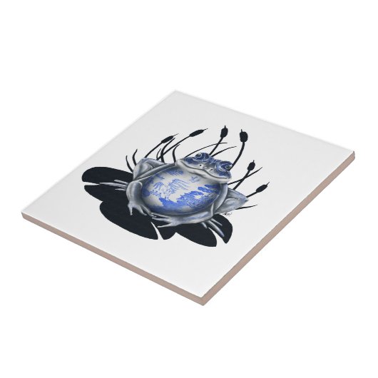 Blaue Weide-Stier-Frosch-Keramik-Fliese Fliese (Seite)