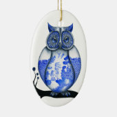Blaue Weiden-Eule Keramikornament (Rechts)