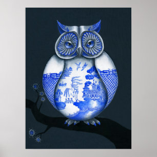 Blaue Weiden-Eule Poster