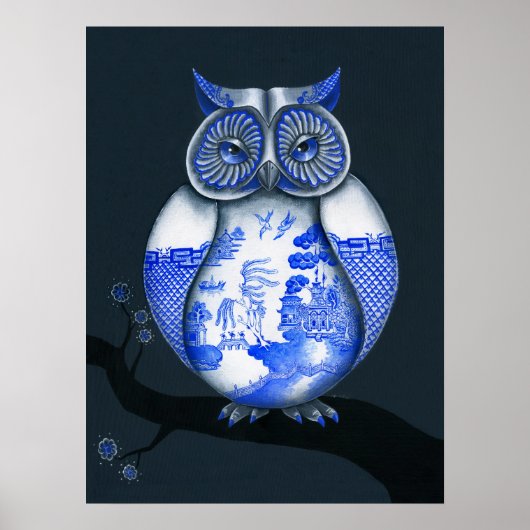 Blaue Weiden-Eule Poster (Vorne)
