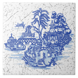 Blaue Weiden-Hasen-Insel Antike Fantasy-Kunst Fliese