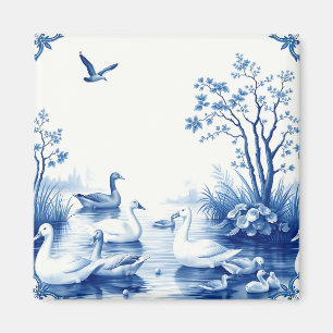 Blaue Weiden-Schwanensee-Szene Magnet