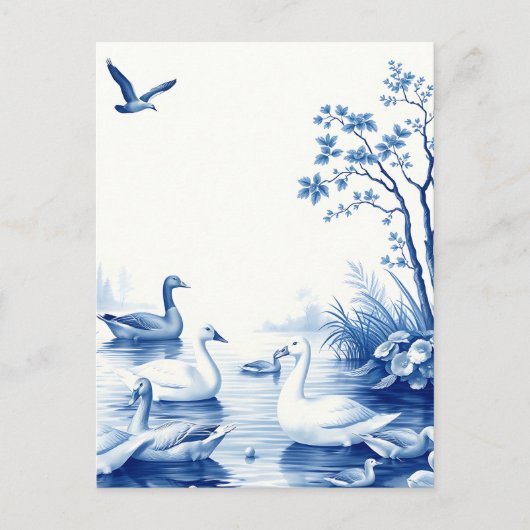 Blaue Weiden-Schwanensee-Szene Postkarte (Vorderseite)