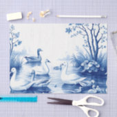 Blaue Weiden-Schwanensee-Szene Seidenpapier (Handwerk)